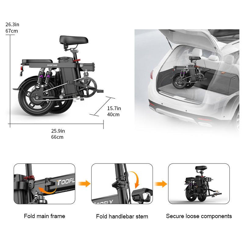 Toofly E - Bike Klapprad Elektrofahrräder - E - Bike mit 48V 15Ah Abnehmbar Akku - CAPIMURI