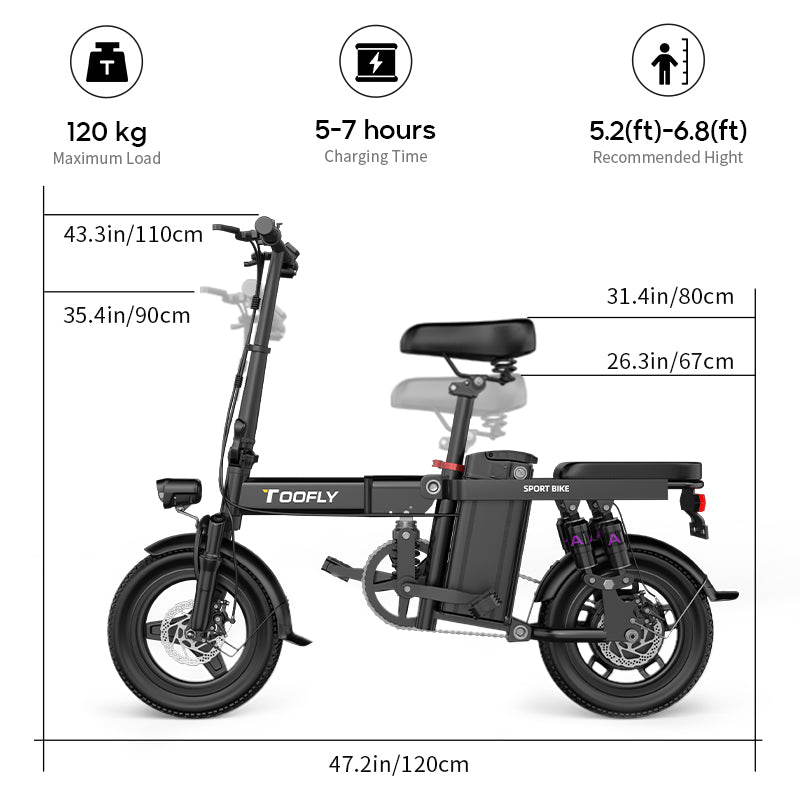 Toofly E - Bike Klapprad Elektrofahrräder - E - Bike mit 48V 15Ah Abnehmbar Akku - CAPIMURI